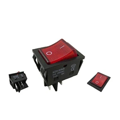 Afbeelding van Inbouw tuimelschakelaar, 2 polig (4pin) 30A 250 28,5 * 21,9mm rood verlicht (1)