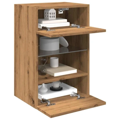 Afbeelding van vidaXL Tv wandmeubels met LED 2 st 40x30x60,5 cm artisanaal eikenkleur
