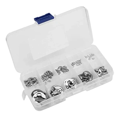 Afbeelding van Asborgringen, Snap Borgring Assortiment E Clip Set met Opbergdoos Pak van 120, 10 Maat
