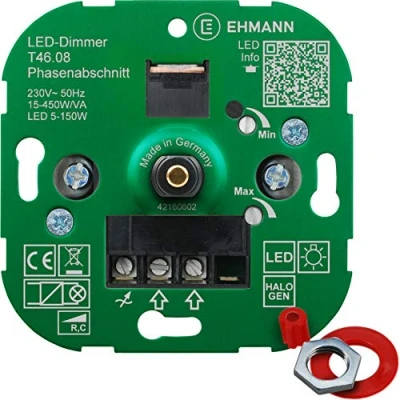 Afbeelding van EHMANN 4600x0800 T46.08 inbouwdimmer, fasesectie, 230 V, 50 Hz, vermogen: LED 5 150 W, 15 450 W/VA, incl. schakelaarprogramma adapter