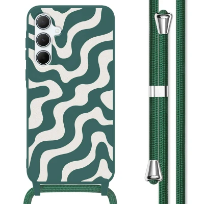 Afbeelding van Samsung Galaxy A55 Hoesje Siliconen en TPU (zacht) imoshion Softcase/Koordhoesje/Backcover Petrol Green Groovy Telefoonhoesje