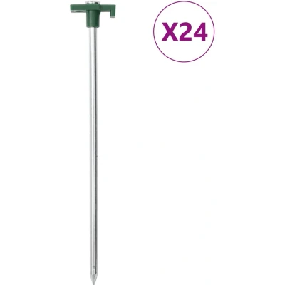 Afbeelding van vidaXL Tentharingen 24 st 7 mm 25 cm gegalvaniseerd staal polypropeen
