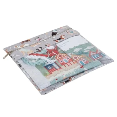 Afbeelding van Hobby Gift Platte projecttas Needlecraft Papercraft wenskaarten Naaiopslag Veilig waterdicht 28 x 0,5 cm grijze honden