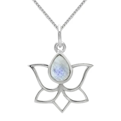 Afbeelding van Zilveren ketting dames met hanger ketting, opengewerkte vlinder maansteen