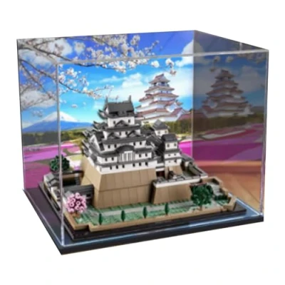Afbeelding van Acryl vitrinekastje, compatibel met Lego 21060, bouwmodel Himeji, kasteel, bescherming, stofdicht displaycase, geschenkmodel, transparant, (alleen vitrine)