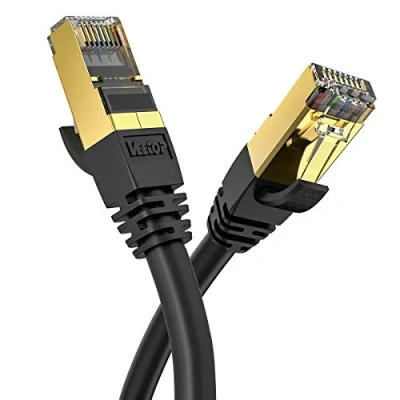 Afbeelding van Veetop Ethernet Kabel Lan Cat 8 Netwerkkabel Internetkabel voor 40 Gigabit High Speed netwerken Flexibel en Robuust met Vergulde RJ45 Stekker (0,5m zwart)