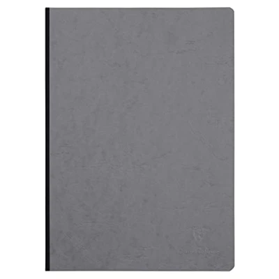Afbeelding van Clairefontaine 791425C Age Bag Collectie Grijs Gebonden Notitieboek met Geweven Rug A4 21x29,7cm 192Pagina&#039;s Kleine Vierkante Ruitjes Wit Papier 90g Glanzende Karton Kaft Lederen Textuur