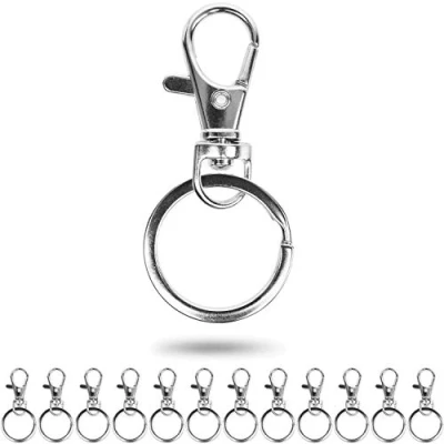 Afbeelding van Karabijnhaak sleutelhangers met Ø 25mm ring, 12 + pack, 360 graden draaibare sleutelhanger, klein, Afneembare Trigger Snap Haken, voor knutselen, keycords, Carabiner, Hooks, Key Rings, Reparations
