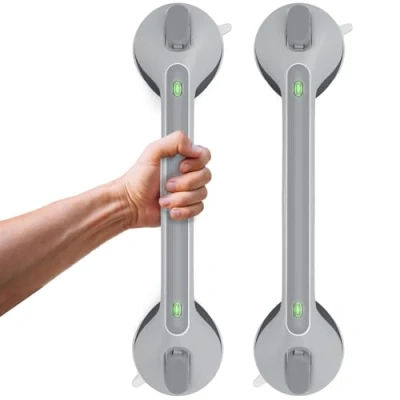 Afbeelding van LORESJOY Douchehandgrepen met zuignap, 43 cm, handvat voor gehandicapte badkamer douchegreep ouderen badkamerleuning (2 stuks)