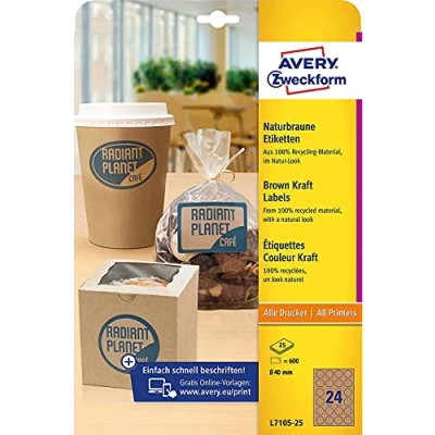 Afbeelding van AVERY Zweckform naturel bruine etiketten, rond, diameter: 40 mm