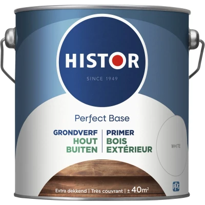 Afbeelding van Histor Perfect Base Grondverf Houtverf Primer Verf voor Buiten Weerbestendige met UV bescherming Ideaal Schuttingen en Tuinmeubelen Grijs 2.5 L