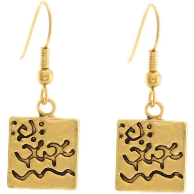 Afbeelding van Behave Dames oorbellen goud kleur vierkant hangers 3,5cm