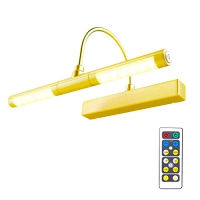 Afbeelding van BIGLIGHT Fotowandlampen met afstandsbediening, draadloze LED beeldverlichting, 13 inch draaibare lichtkop 180 graden zwenkarm, dimbare displayverlichting voor dartbord foto koper