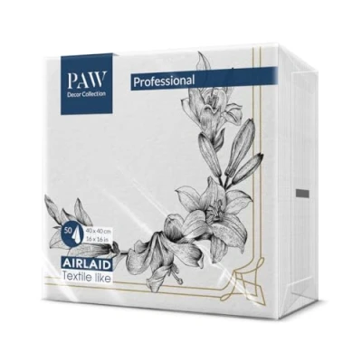 Afbeelding van PAW Airlaid Servetten (40 x 40 cm) I 50 Stuks Ideaal voor Bruiloft, Doop, Communie, Verjaardag Hoogwaardige Tafeldecoratie Achterzijde Patroon Stofachtig Omgekeerde Feestelijke Slinger