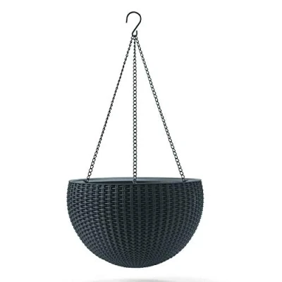 Afbeelding van Keter Vaso da Fiori all&#039;aperto Hanging Sphere Planter Coffee Mocha Colore Antracite Graphite Dark Brown (1, Antracite)
