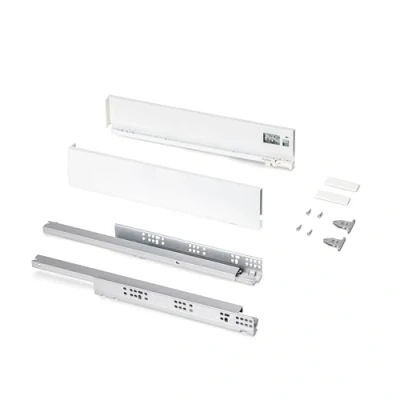 Afbeelding van Emuca Lade kit voor keukens of bad, hoogte 93 mm, diepte 500mm, 30Kg, zachte sluiting, Panelen niet meegeleverd, Staal, Wit