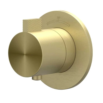 Afbeelding van IVY Tribe afbouwdeel inbouwthermostaat symmetry RVS 316 Geborsteld Mat Goud PVD