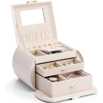 Afbeelding van Sieradendoos Juwelendoos Sieradenbox 16D x 23B 17H CM 2 Lades Wit