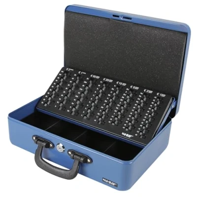Afbeelding van HMF 22037 05 geldcassette 2 handgrepen, 36 x 25 11 cm, blauw