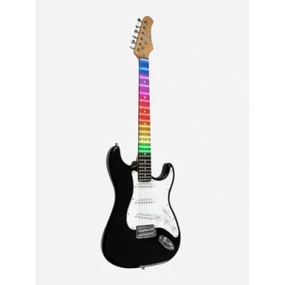 Afbeelding van EKO gitaar S 300 Black Visual Note, elektrische &quot;Visual Note&quot;, populier, esdoorngreep, hars toetsenbord, Note folie, verbonden met de app, kleur zwart