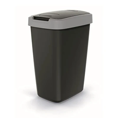 Afbeelding van Prosperplast Prullenbak / Afvalbak 12L Zwart met grijs frame