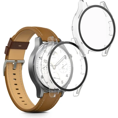 Afbeelding van kwmobile 2x cover geschikt voor Xiaomi Watch S1 Pro Fitnesstracker van gehard glas en kunststof frame set transparant