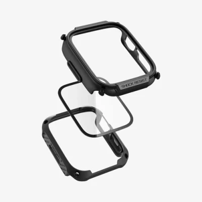 Afbeelding van Apple Watch 45 mm Hoes: Spigen Tough Armor Case smartwatch Shockproof/Valbescherming Bumper Zwart Kunststof Smart Covers Black