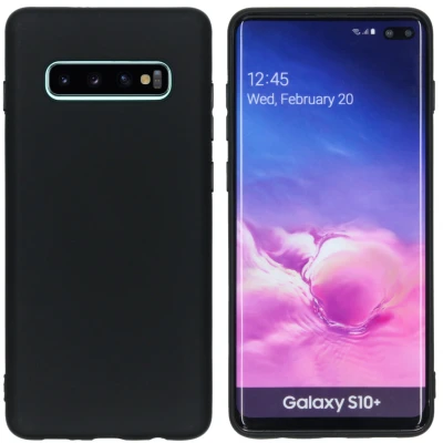 Afbeelding van Samsung Galaxy S10 Plus Hoesje Siliconen en TPU (zacht) iMoshion Softcase/Backcover Zwart Telefoonhoesje