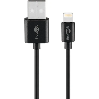 Afbeelding van Lightning USB oplaad en synchronisatiekabel, voor Apple iPhone, iPod, iPad, zwart, 2 meter