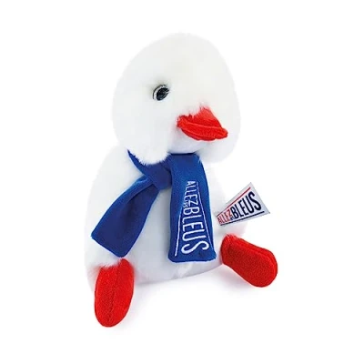 Afbeelding van Doudou et Compagnie Licentie JO Paris 2024 Olympische en Paralympische Spelen Allez Les Bleus Cocorico witte sjaal, JO2455, 20 cm