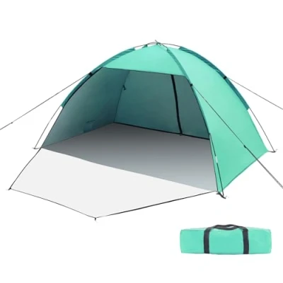 Afbeelding van Strandtent, UV bescherming 50+ Strandtent voor 2 4 gezinnen Draagtas Strandschaduw Zonwering Lichtgewicht Ultralicht Klein pakformaat strand, tuin, camping, vissen, picknick