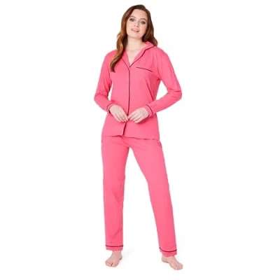 Afbeelding van Damespyjama set klassieke nachtkleding met lange mouwen en broek, pyjama&#039;s, gezellige katoenen loungewear S XL cadeaus voor haar, roze, M