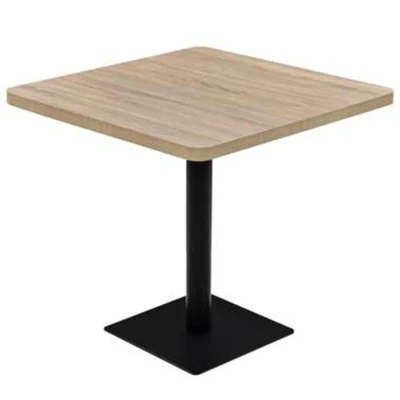Afbeelding van Bistrotafel vierkant 80x80x75 cm MDF en staal eikenkleur