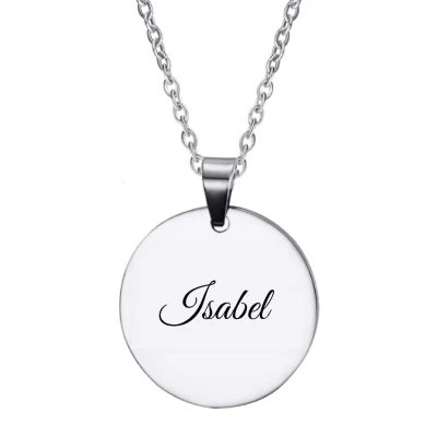 Afbeelding van Ketting RVS Met Naam Gravering Isabel Zilver Rond