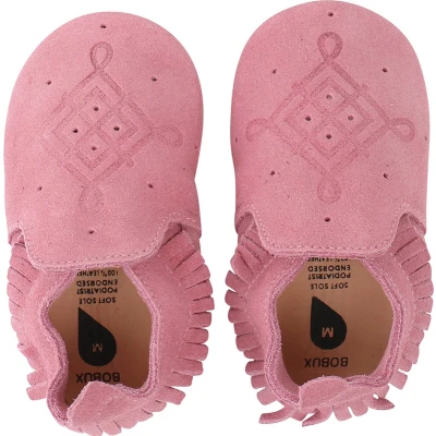 Afbeelding van Bobux Soft Soles Suede moccasin rose Babyslofjes EU 18