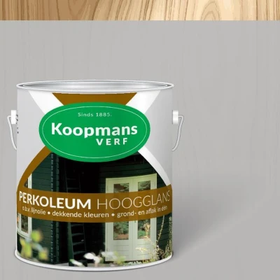 Afbeelding van Koopmans Perkoleum Hoogglans Dekkend Ready Mixed 2,5 ltr 471 zilvergrijs Buitengevel &amp; Tuin