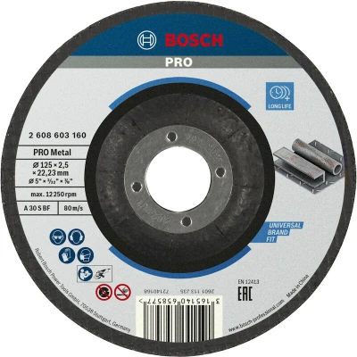 Afbeelding van Bosch Accessoires Doorslijpschijf gebogen Standard for Metal A 30 S BF, 125 mm, 22,23 2,5 mm 1 stuks 2608603160