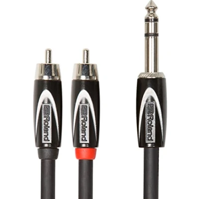 Afbeelding van Roland RCC 5 TR2RV2 verloopkabel 1x 6.35mm TRS naar 2x RCA 1.5 meter