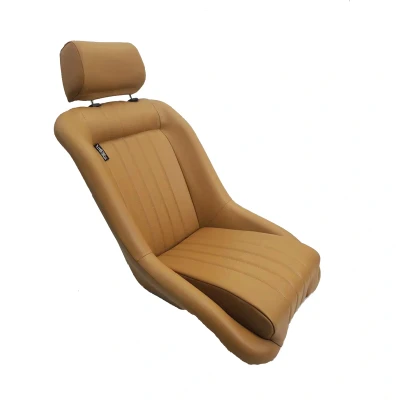 Afbeelding van AutoStyle Sportstoel &#039;Classic&#039; Beige Kunstleder Vaste rugleuning + Hoofdsteun incl. sledes