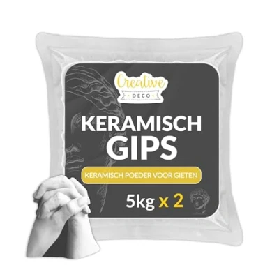 Afbeelding van Creative Deco 10kg Keramisch Gips 2 x 5kg Gietmassa Wit Gietpoeder Modelgips Voor Gieten Knutselen Modelleerwerk Geurloos