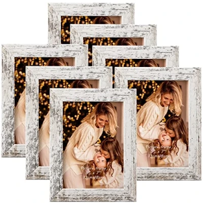 Afbeelding van Set van 7 fotolijsten 13 x 18 cm, vintage wit, fotolijst wand en paneel, gebruiksgeschiedenis woningen, cantor zee