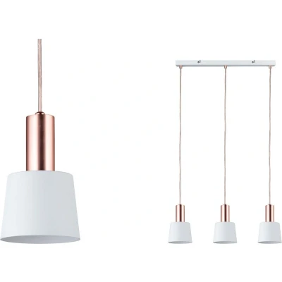 Afbeelding van Neordic Haldar hanglamp max. 3x20W E14 wit/koper mat 230V metaal