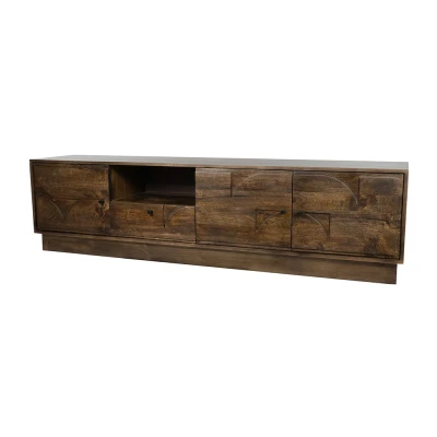 Afbeelding van TV dressoir 190 met 3 deuren, 1 lade en open vak, Dark Walnut