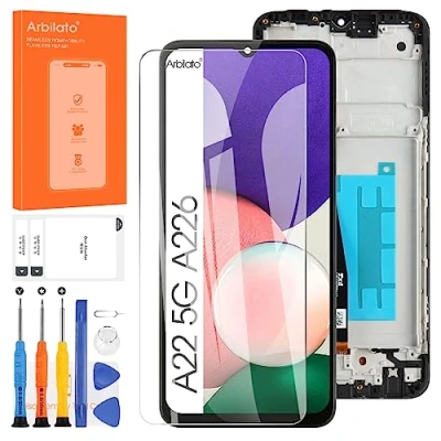 Afbeelding van Vervanging scherm Voor Samsung Galaxy A22 5G Lcd SM A226B, A226L Touchscreen Digitizer Vergadering Reparatie Onderdelen (zwart met frame)