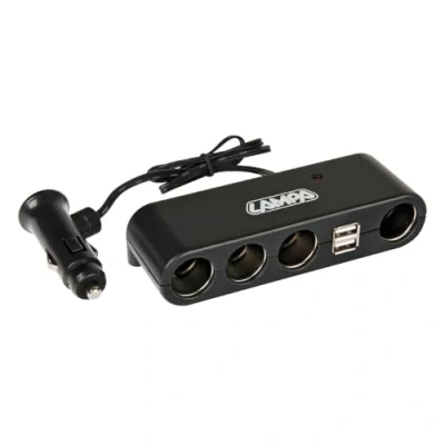 Afbeelding van 6 weg aanstekerdoos 12/24 Volt 4x + 2 x USB