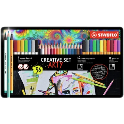 Afbeelding van Creative set STABILO 87/3193 Arty assorti metalen etui à 36 stuks