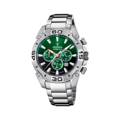Afbeelding van Festina F20543/3 Horloge Chrono Bike staal zilverkleurig groen 45,5 mm