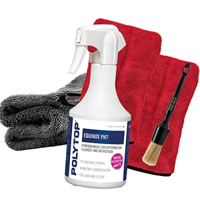 Afbeelding van Velgenreinigingsbundel: POLYTOP Equinox pH7 500 ml velgenreiniger + Nuke Guys velgenborstel 2 x precisiehandschoen voor detailwerk detailmate droogdoek 1000GSM