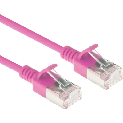Afbeelding van ACT DC7410 LSZH U/FTP CAT6A Datacenter Slimline Patchkabel Snagless RJ45 Connectoren Roze 10 meter