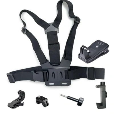Afbeelding van Borstband mobiele telefoon, schouderriem voor action camera, compatible met iPhone 12 / 13 GoPro/DJI OSMO/Xiaomi/SJCAM en actiecamera